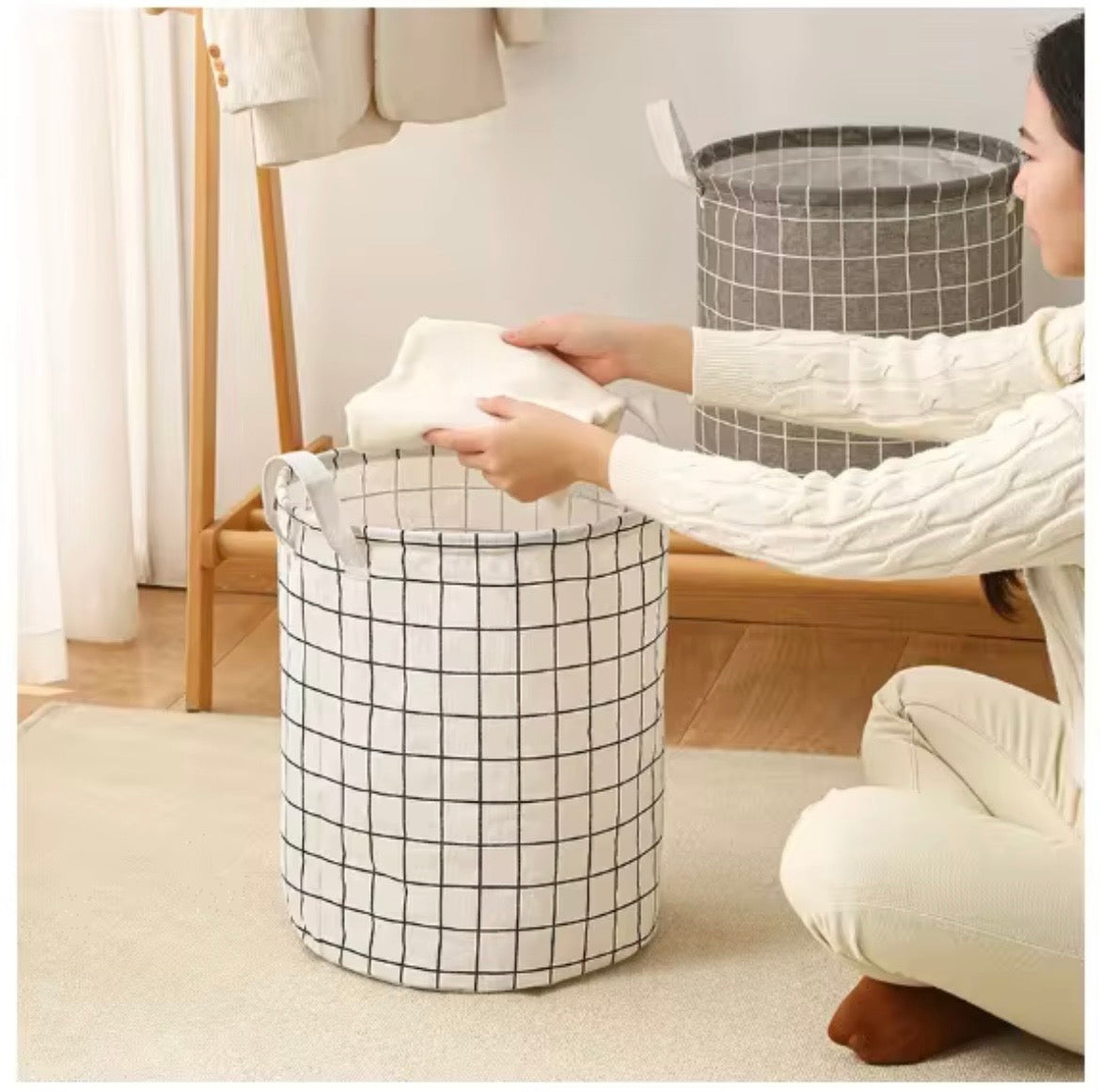 Cesto Organizador De Roupa Suja Dobrável Impermeável Com Alça