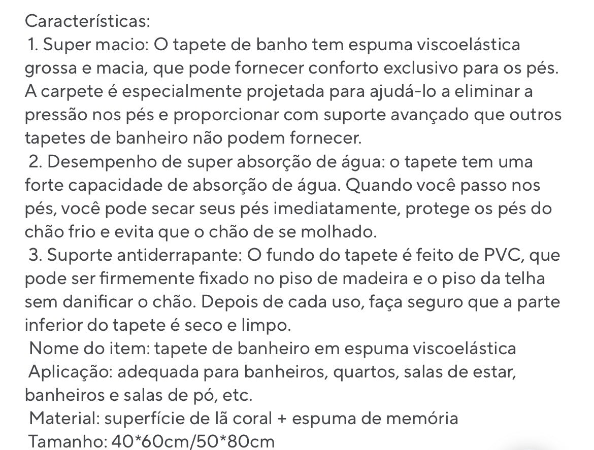 Tapete para Banheiro Antiderrapante e Lavável
