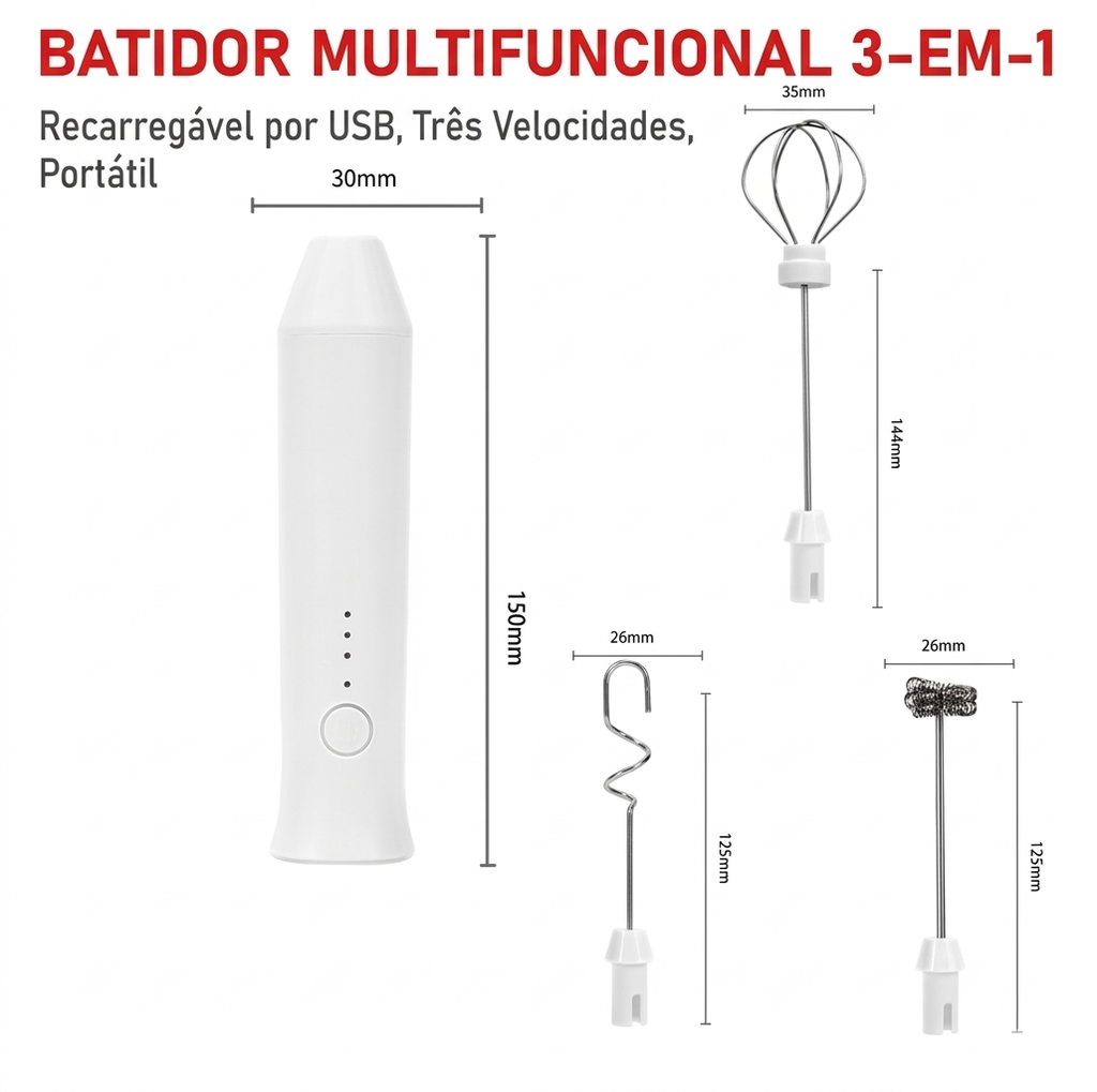 Batedor Multifuncional 3-em-1!l