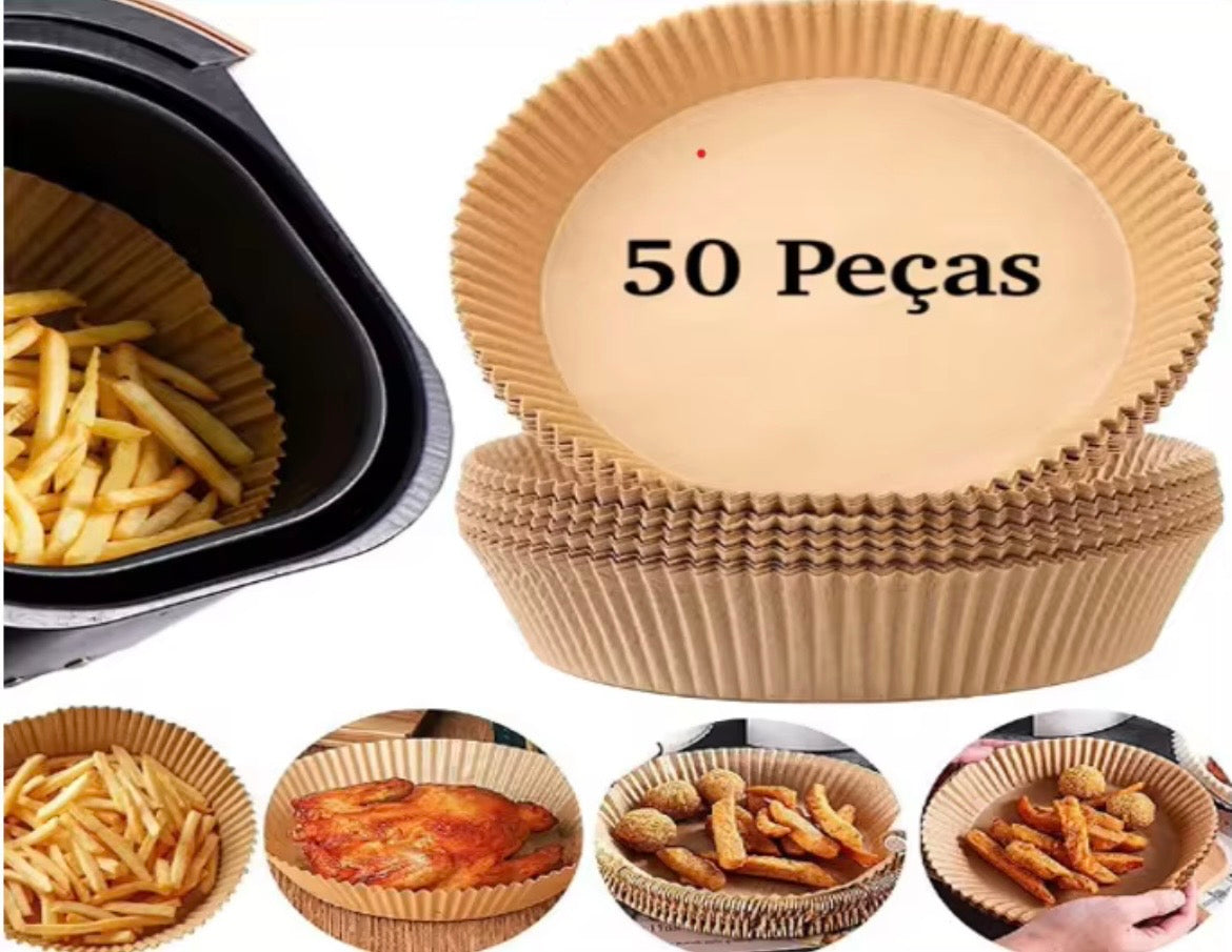 Formas de Papel Descartáveis para Air Fryer (50 Peças)